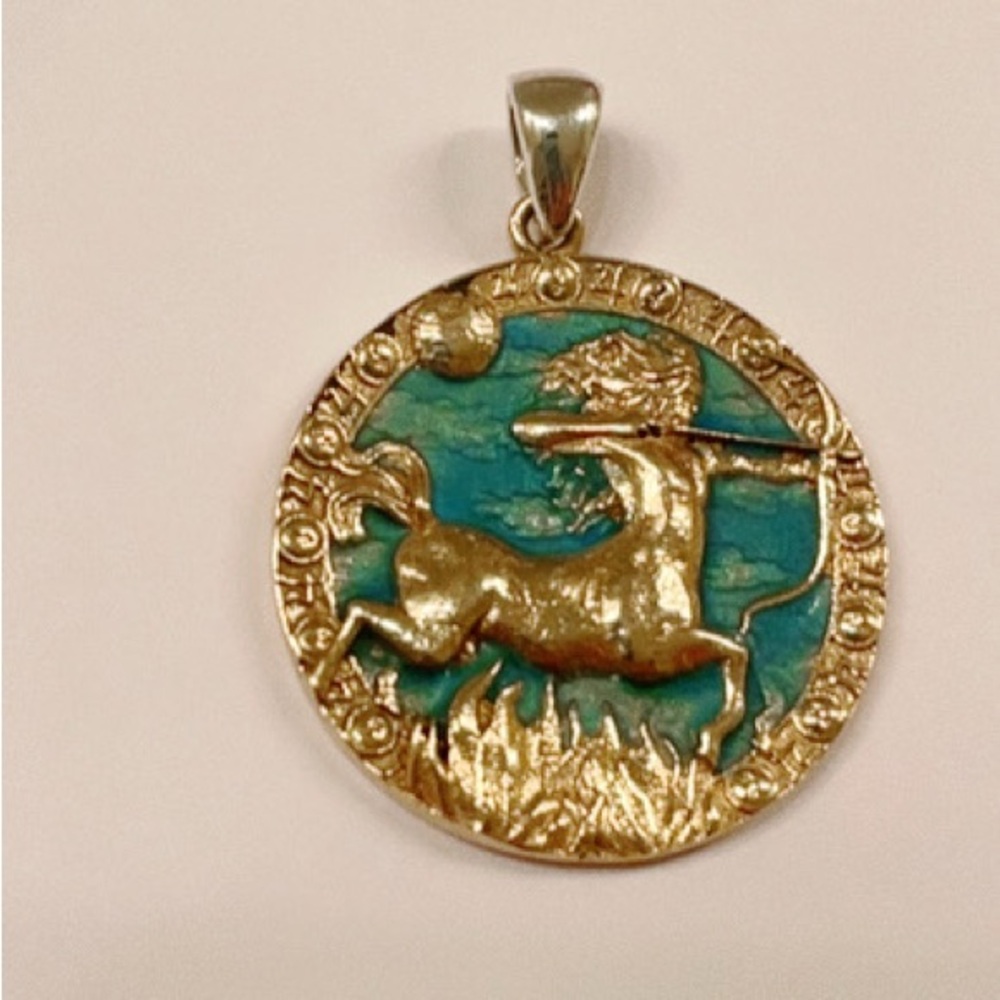 Sagittarius ♐️ Zodiac Sterling Silver Medallion Pendant